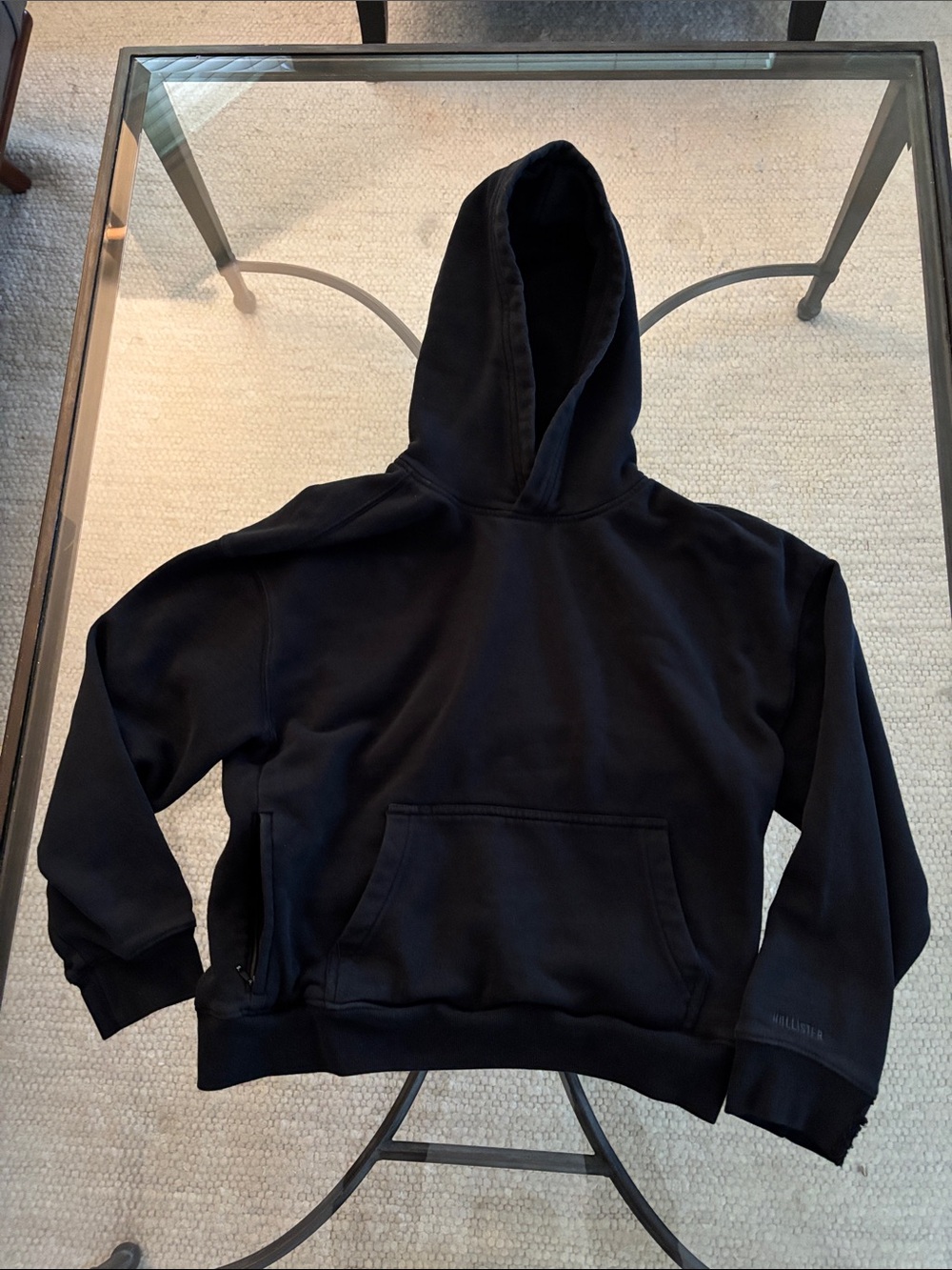 Hollister Black Boxy Hoodie with Hood